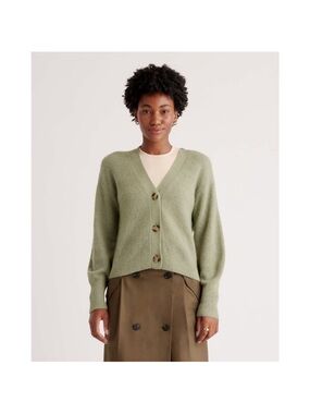 Quince Cardigan Size Small Sage Green Baby Alpaca Wool Cropped Elevated Basic